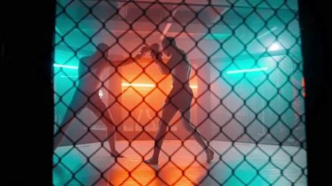 MMA fighters enter the cage ring. Mixed martial arts fight. Stock Footage 238551500