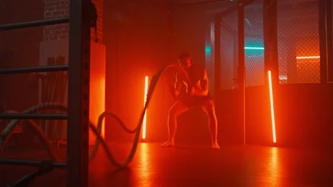 MMA fighters enter the cage ring. Mixed martial arts fight. Stock Footage 238551998