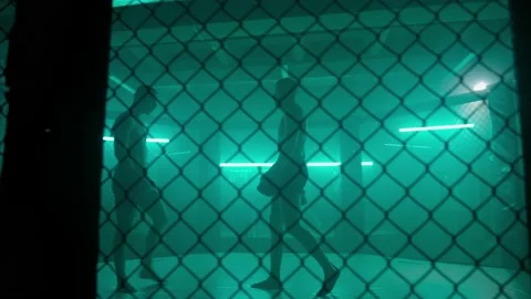 MMA fighters enter the cage ring. Mixed martial arts fight. Stock Footage 238552392