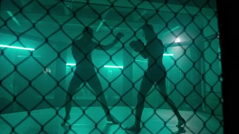 MMA fighters enter the cage ring. Mixed martial arts fight. Stock Footage 238552513