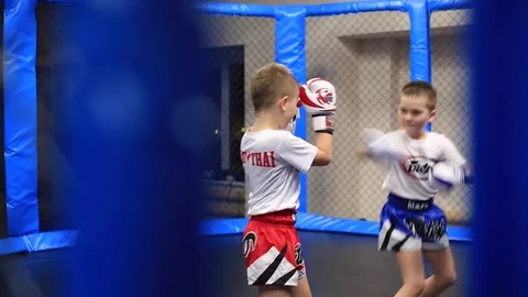 Mma training of twins Stock Footage 71969244