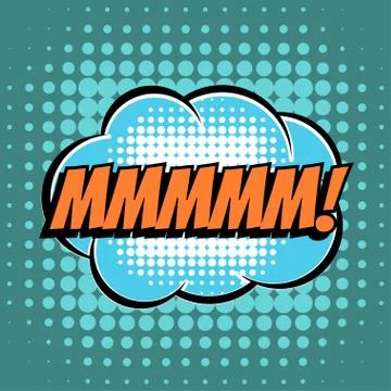 Mmm comic book bubble text retro style Stock Illustration
