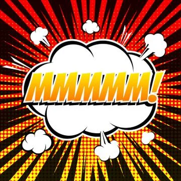 Mmmm comic book bubble text retro style Stock Illustration