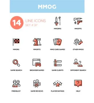 MMOG - modern vector single line icons set Stock Illustration