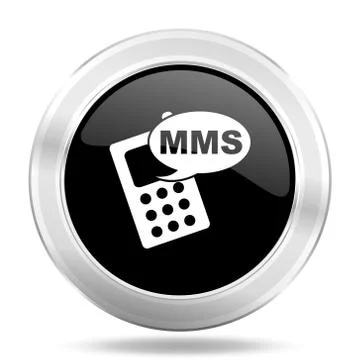 Mms black icon, metallic design internet button, web and mobile app illustrat Stock Illustration