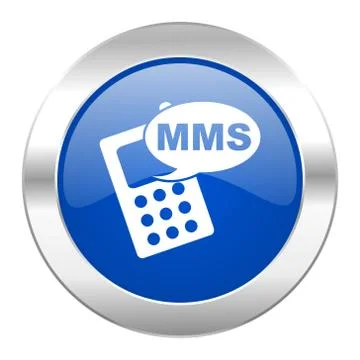 Mms blue circle chrome web icon isolated. Stock Illustration