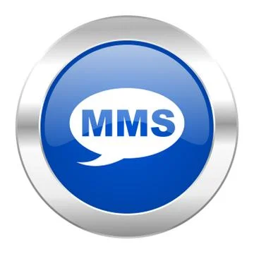 Mms blue circle chrome web icon isolated. Stock Illustration