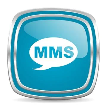 Mms blue glossy icon Stock Illustration