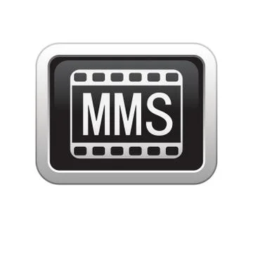 Mms icon on black silver button Stock Illustration