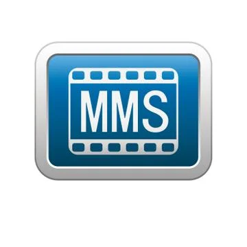 Mms icon on blue with silver rectangle Illustrazione stock