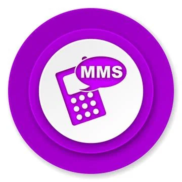 Mms icon, violet button, phone sign. Stock Illustration