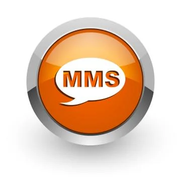 Mms orange glossy web icon Stock Illustration