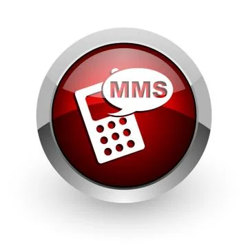 Mms red circle web glossy icon. Illustrazione stock