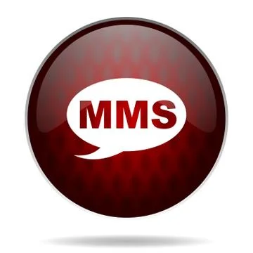 Mms red glossy web icon on white background. Stock Illustration