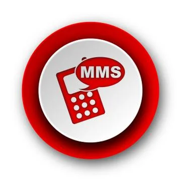 Mms red modern web icon on white background. Illustrazione stock