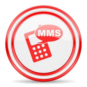 Mms red white glossy web icon Stock Illustration