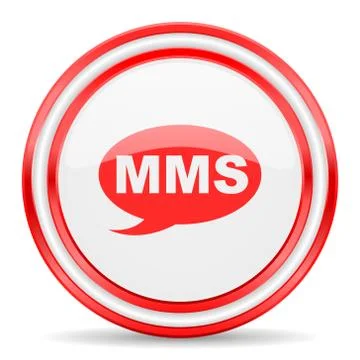 Mms red white glossy web icon Stock Illustration