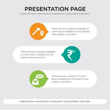 Mms, rupees, problem solving presentation design template in orange, green, y Stock Illustration