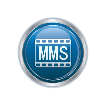 Mms symbol on silver button Stock Illustration