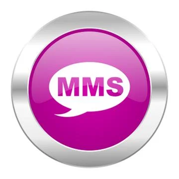 Mms violet circle chrome web icon isolated. Stock Illustration