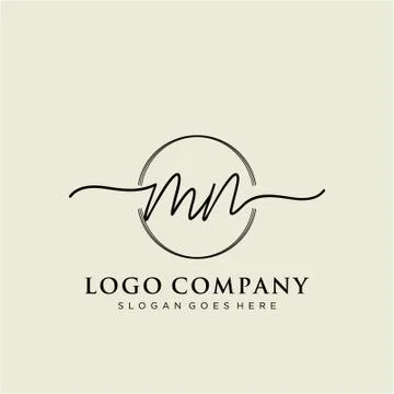 MN Initial handwriting logo design Stockillustratie