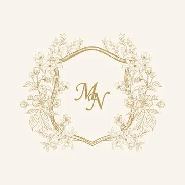 MN Initial Wedding Monogram Logo Crest Stock Illustration