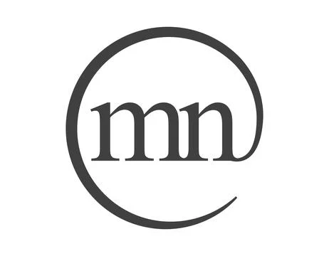 MN logo from two letter with circle shape email sign style. M and N round l.. Stock Illustration