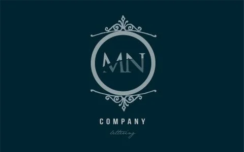 Mn m n blue decorative monogram alphabet letter logo combination icon design Stock Illustration