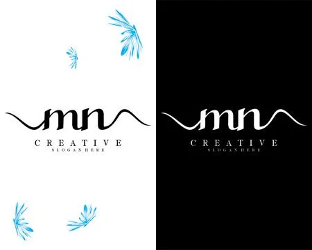 Mn, nm handwriting script font letter logo design template vector Illustrazione stock