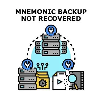 Mnemonic backup not recovered vector color concept Stock Illustration