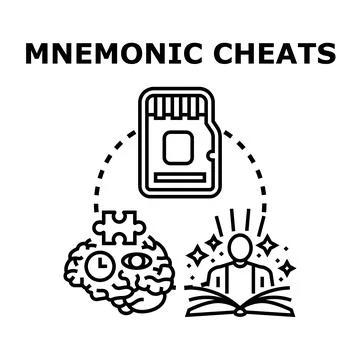Mnemonic cheats concept for memory learning and storage Stock Illustration