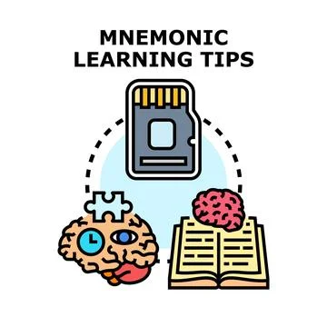 Mnemonic learning tips improving memory and knowledge growth Stock Illustration