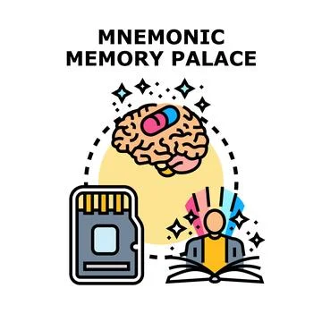 Mnemonic memory palace for learning information storage Stock Illustration