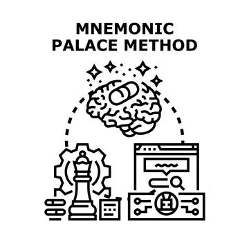 Mnemonic palace method for memory improvement Stock Illustration