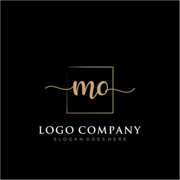 MO Initial handwriting logo with rectangle template vector Stock Illustration