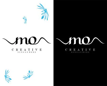 Mo, om handwriting script font letter logo design template vector 스톡 일러스트