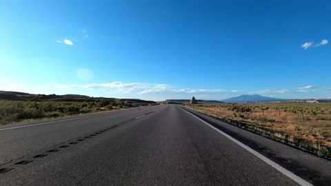 Moab, Utah August 06 2023 Driving Church Rock Stock Footage 304489313