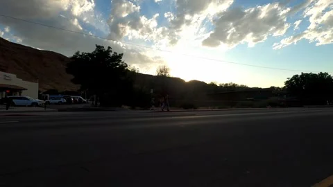 Moab, Utah August 06 2023 Driving desert city Stock Footage 304528751