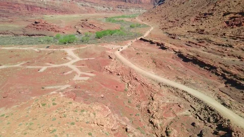Moab, Utah | Chasing jeeps in canyon with drone Stock Footage 182739726