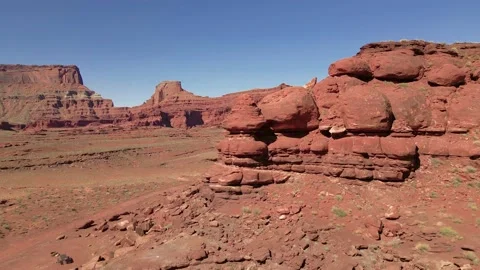 Moab, Utah | Crane shot over rock formation Stock Footage 182742089