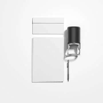 Moackup with black self inking name stamp. 3d rendering Stock Photos