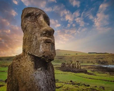 Moai on Easter Island Stock Photos