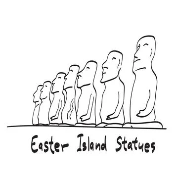 Moai Easter Island statues illustration vector isolated on white background Stock Illustration