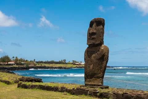 Moai heads of Easter Island, Rapa Nui National Park, UNESCO World Heritage Site, Stock Photos