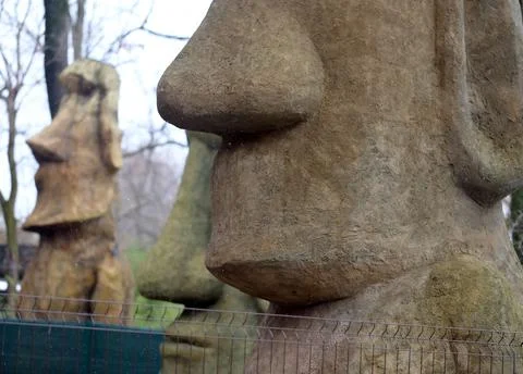 Moai monuments on Easter Island photographed close up Stock Photos