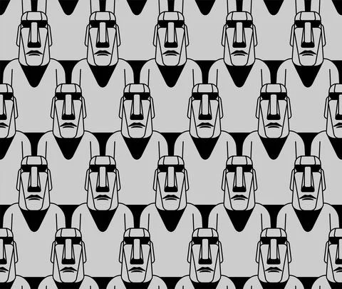 Moai pattern seamless. Easter Island idol background. ancient statues. vector Stock Illustration