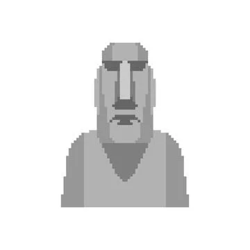 Moai pixel art. Easter Island idol 8 bit. ancient statues. vector illustratio Illustrazione stock