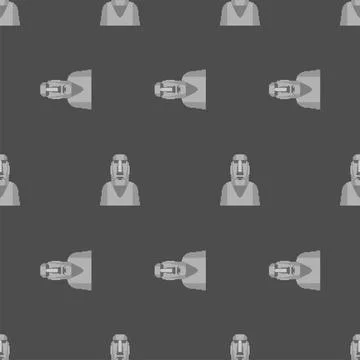 Moai pixel art pattern seamless. Easter Island idol 8 bit background. ancient イラスト素材
