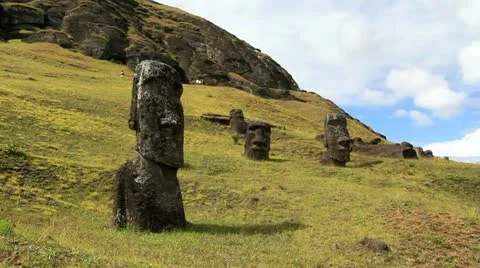 Moai at the Quarry on Easter Island Stock Footage 11282034