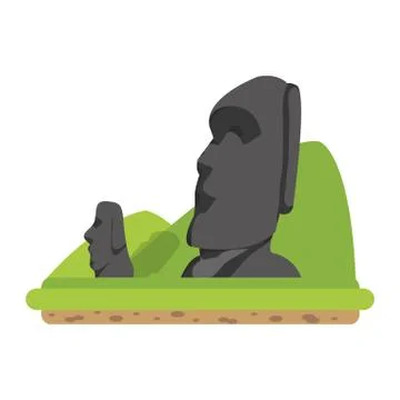 Moai sculture from easter island and mountains Illustrazione stock